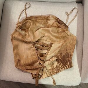 Silence + Noise Tan Tie-Dye Corset